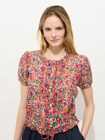 Alex Mill Brittany Floral Top In Cotton Silk In Red
