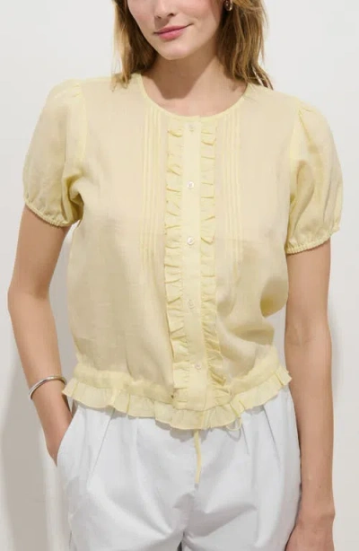 Alex Mill Brittany Ruffle Pintuck Top In Brown