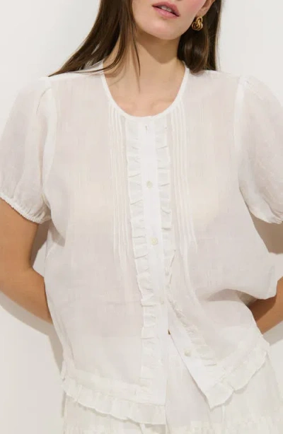 Alex Mill Brittany Ruffle Pintuck Top In White