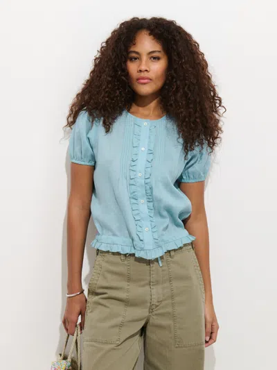 Alex Mill Brittany Top In Ramie In Blue