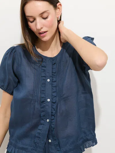 Alex Mill Brittany Top In Ramie In Blue