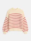 ALEX MILL BUTTON-BACK CREWNECK SWEATER IN STRIPE