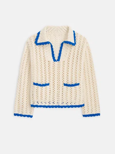 Alex Mill Callie Hand Crochet Pullover In Cotton In Neutral