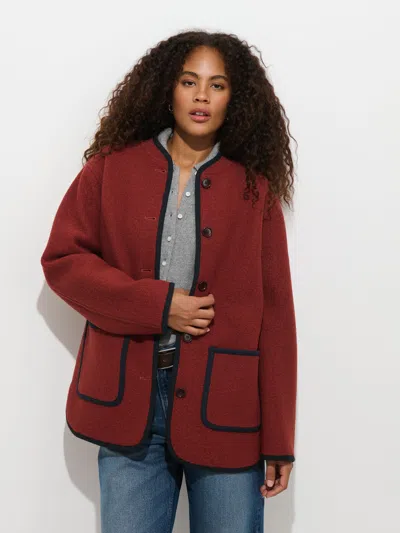Alex Mill Cambridge Jacket In Boiled Wool In Burgundy