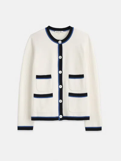 Alex Mill Camille Tipped Cardigan In Ivory/navy/blue
