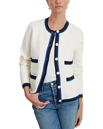 Alex Mill Camille Tipped Cardigan Jumper In Ivory/navy