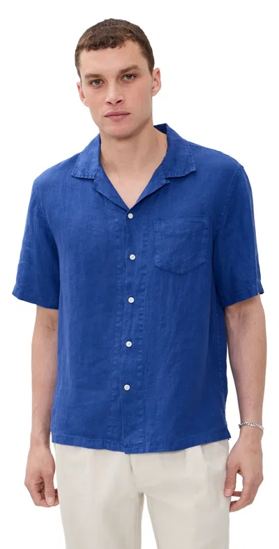 Alex Mill Camp Shirt In Linen Cobalt In Blue