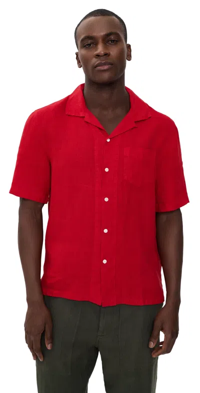 Alex Mill Camp Shirt In Linen Scarlet In Red