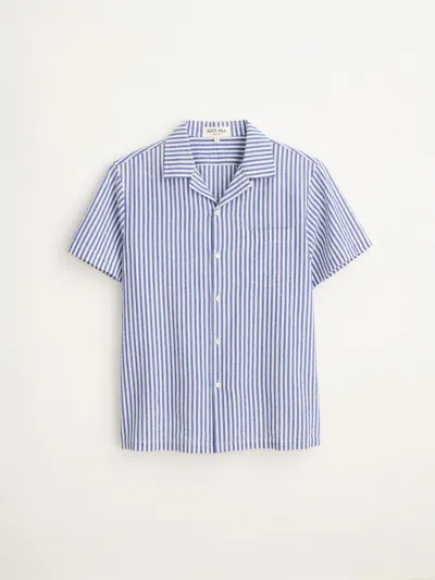 Alex Mill Camp Shirt In Striped Seersucker In Light Blue/white