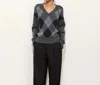 Alex Mill Yasmine V-neck Sweater In Wool Cotton Blend Storm Grey Multi In Gray