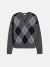 Alex Mill Campbell Argyle V-neck Sweater In Gray