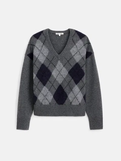 Alex Mill Campbell Argyle V-neck Sweater In Gray