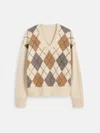 Alex Mill Campbell Argyle V-neck Sweater In Nude