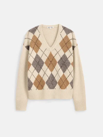 Alex Mill Campbell Argyle V-neck Sweater In Nude