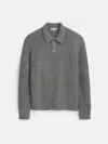 Alex Mill Carl Polo Sweater In Chunky Wool In Heather Grey