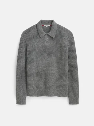 Alex Mill Carl Polo Sweater In Chunky Wool In Heather Grey
