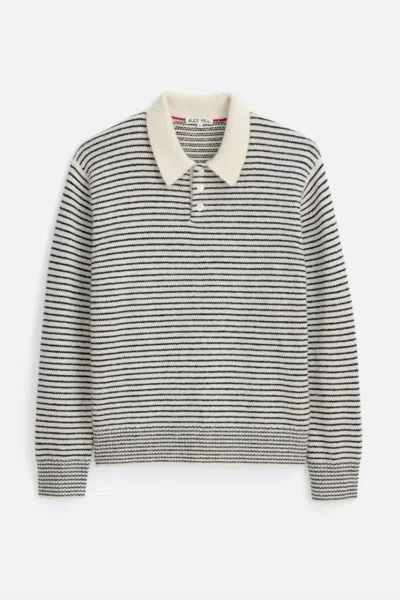 Alex Mill Carl Polo Sweater In Stripe In Ivory/navy