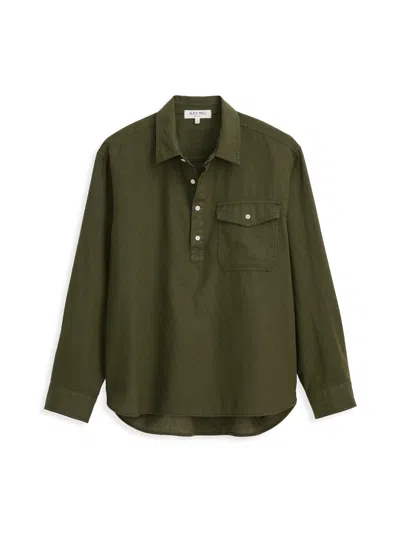 Alex Mill Carter Popover In Cotton Linen In Surplus Green