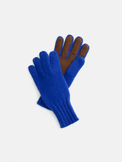 Alex Mill Cashmere Leather Palm Gloves In Cobalt