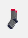 Alex Mill Cashmere Socks In Heather Grey/navy/red