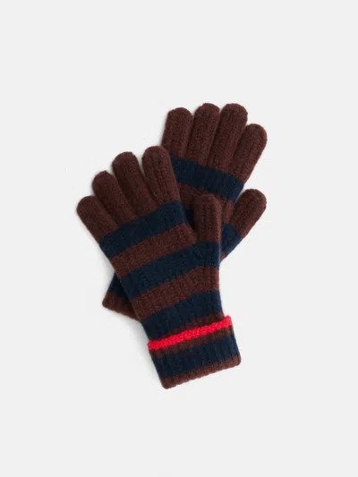 Alex Mill Cashmere Striped Knit Gloves In Brown