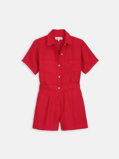 Alex Mill Cassi Romper In Linen In Red