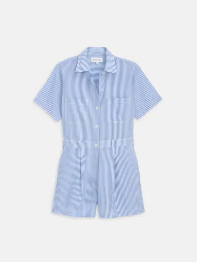 Alex Mill Cassi Romper In Seersucker In Blue
