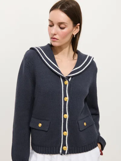 Alex Mill Cassie Sailor Cardigan In Cotton Blend In Blue