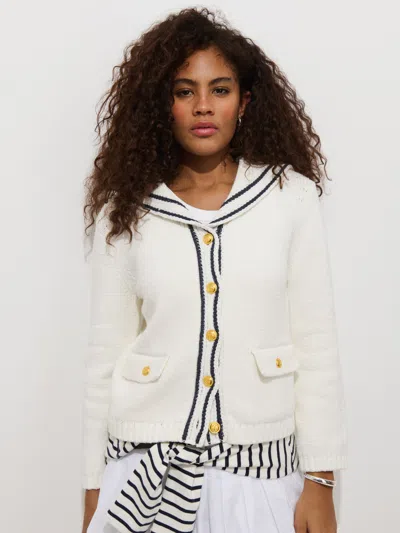 Alex Mill Cassie Sailor Cardigan In Cotton Blend In White