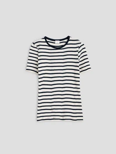 Alex Mill Prospect Striped Linen-blend Jersey T-shirt In Black