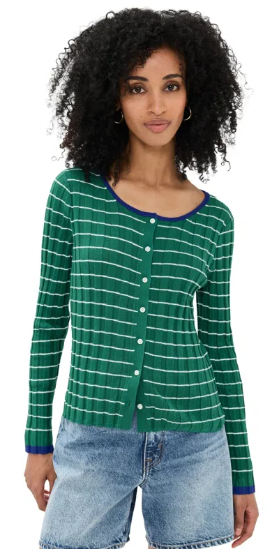 Alex Mill Cerise Ribbed Cardigan In Cotton Cashmere In Green