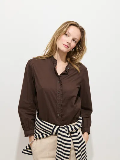 Alex Mill Chantilly Ruffle Shirt In Cotton Voile In Brown