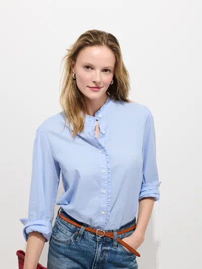 Alex Mill Chantilly Ruffle Shirt In Cotton Voile In Blue