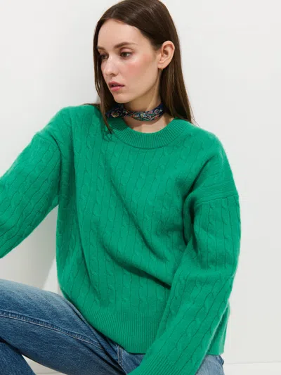 Alex Mill Charlie Cable Sweater In Cashmere In Green