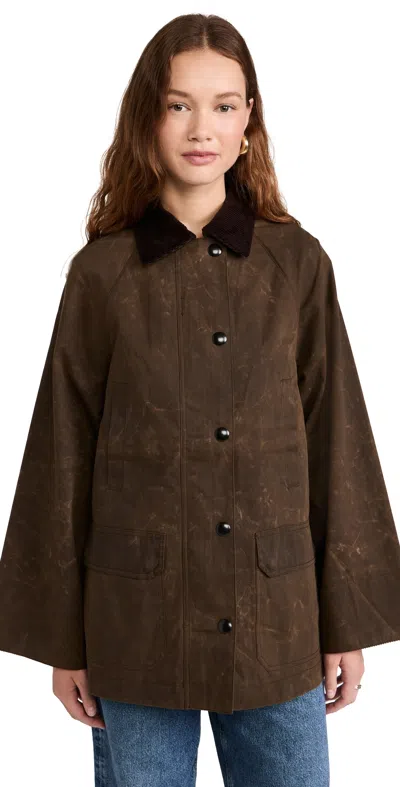 ALEX MILL CHILTERN STREET JACKET IN WAXED COTTON BROWN
