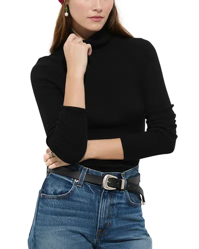 Alex Mill Christy Rib Cotton Blend Turtleneck Sweater In Black