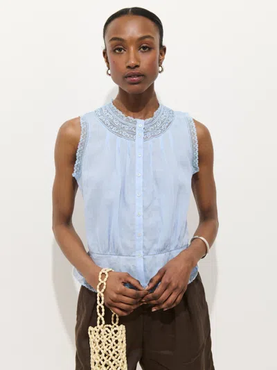 Alex Mill Collette Top In Ramie Hydrangea In Blue
