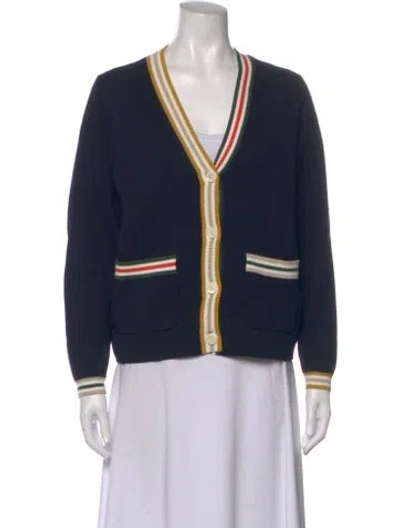 Pre-owned Alex Mill Colorblock Pattern V-neck Sweater In Blue