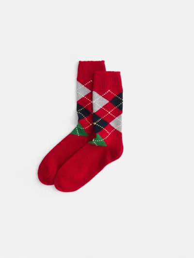 Alex Mill Corgi Argyle Sock In Cashmere In Red