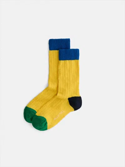 Alex Mill Cotton Colorblock Socks In Yellow