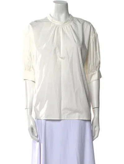 Pre-owned Alex Mill Crew Neck Three-quarter Sleeve Blouse In White