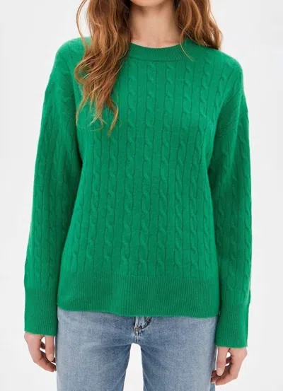 Alex Mill Crewneck Cashmere Cable Sweater In Verde In Multi