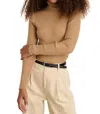 ALEX MILL CRISTY RIBBED TURTLENECK TOP IN CAMEL