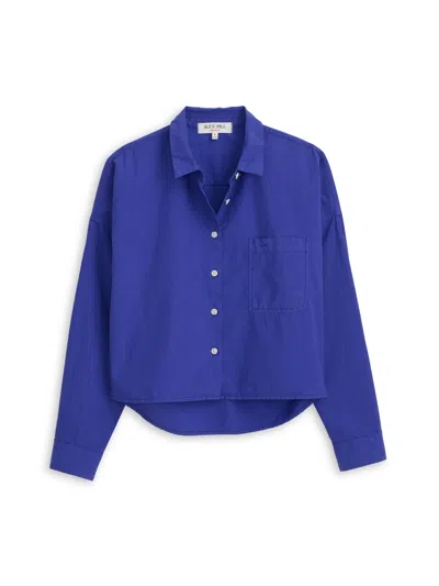 Alex Mill Cropped Jo Shirt In Cotton Poplin In Royal Blue