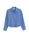 Alex Mill Cropped Jo Shirt In Cotton Voile In Coastal Blue