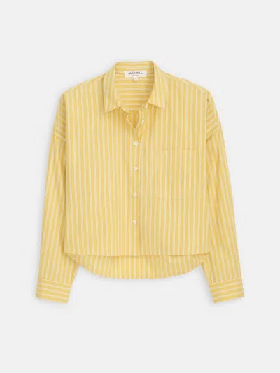 Alex Mill Cropped Jo Striped Shirt In Oxford In Yellow