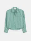 Alex Mill Cropped Jo Striped Shirt In Oxford In Green
