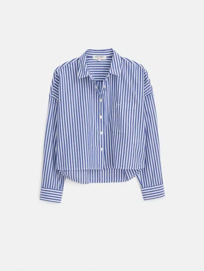Alex Mill Cropped Striped Jo Shirt In Cotton In White/blue Stripe