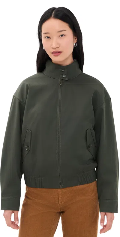 Alex Mill Cropped Zip Jacket In Twill Gabardine Autumn Green