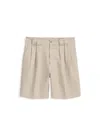 Alex Mill Daniel Pleated Shorts In Linen Herringbone In Flax